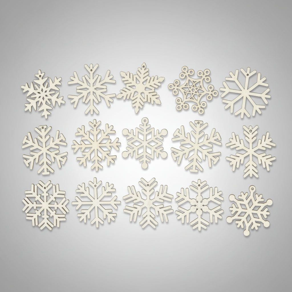 Christmas decoration wood chips white snowflake