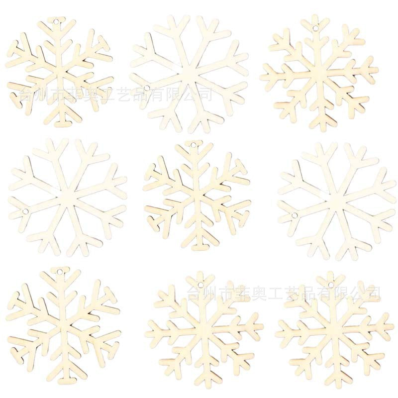 Christmas decoration wood chips white snowflake